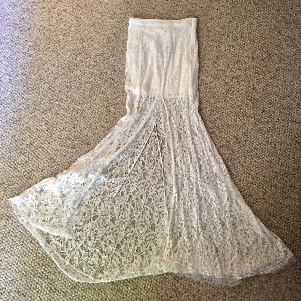 Long, White Lace Skirt