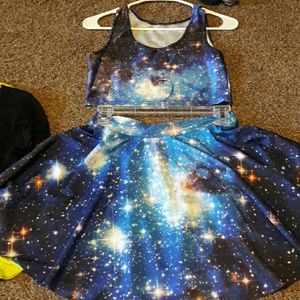 Galaxy Crop Top and mini skirt