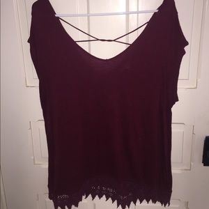 Maroon top with lace bottom