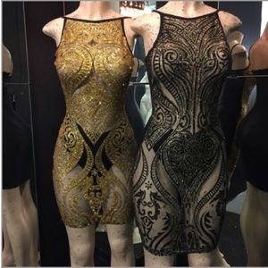 Black Sparkled See through party dress