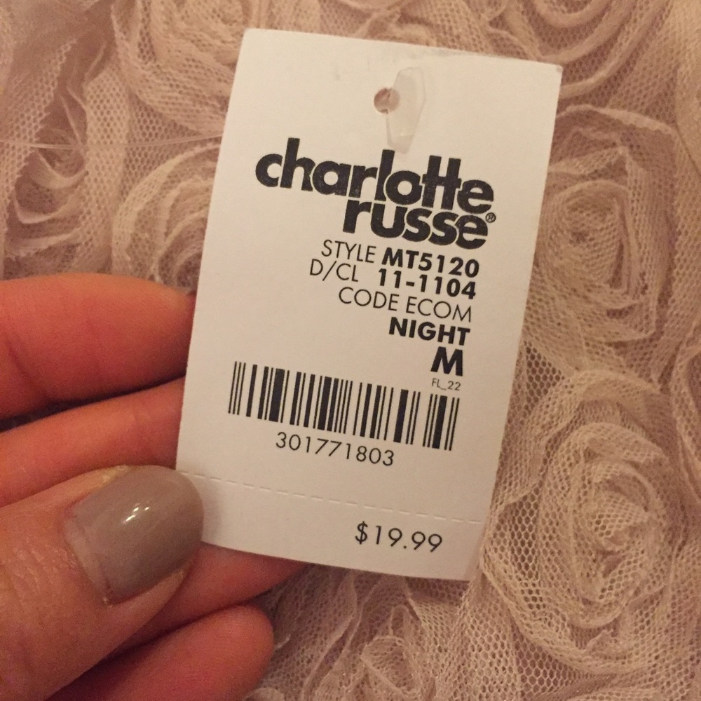 NWT Charlotte Russe crop high neck rosette top-M - Picture 5 of 6