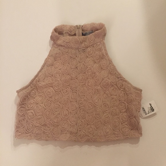 NWT Charlotte Russe crop high neck rosette top-M - Picture 3 of 6