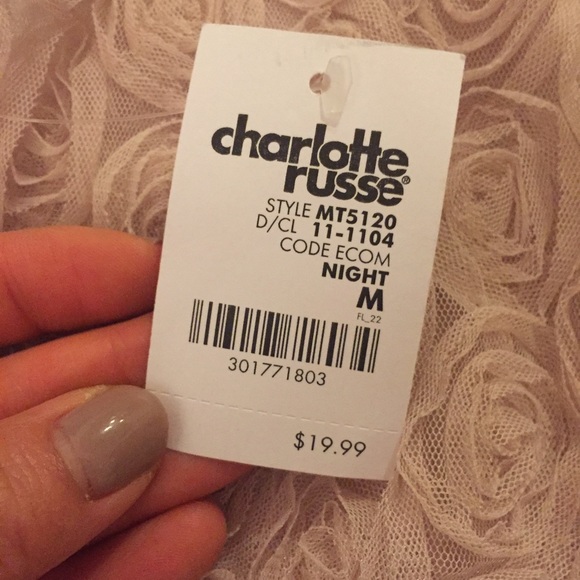 NWT Charlotte Russe crop high neck rosette top-M - Picture 5 of 6