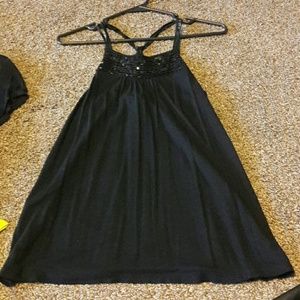 Black t back sequin tank top