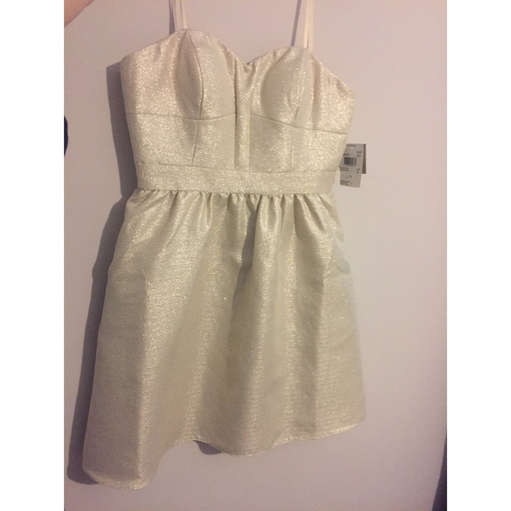 NWT Strapless gold cocktail dress