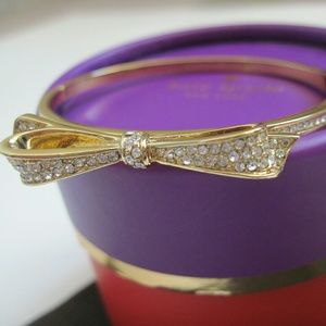 Kate Spade Gold Pave Love Notes Bow Hinge Bracelet