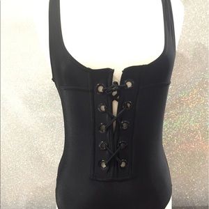 Womens black one piece swim suit