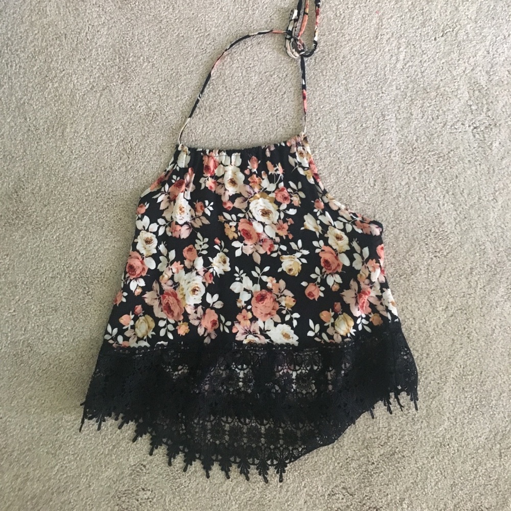 Floral lace halter top