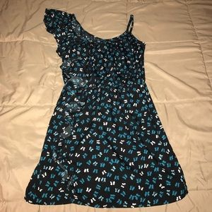 Butterfly patterned navy blue dress