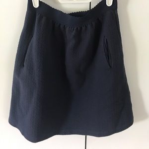 Casual Navy High-waisted Skirt