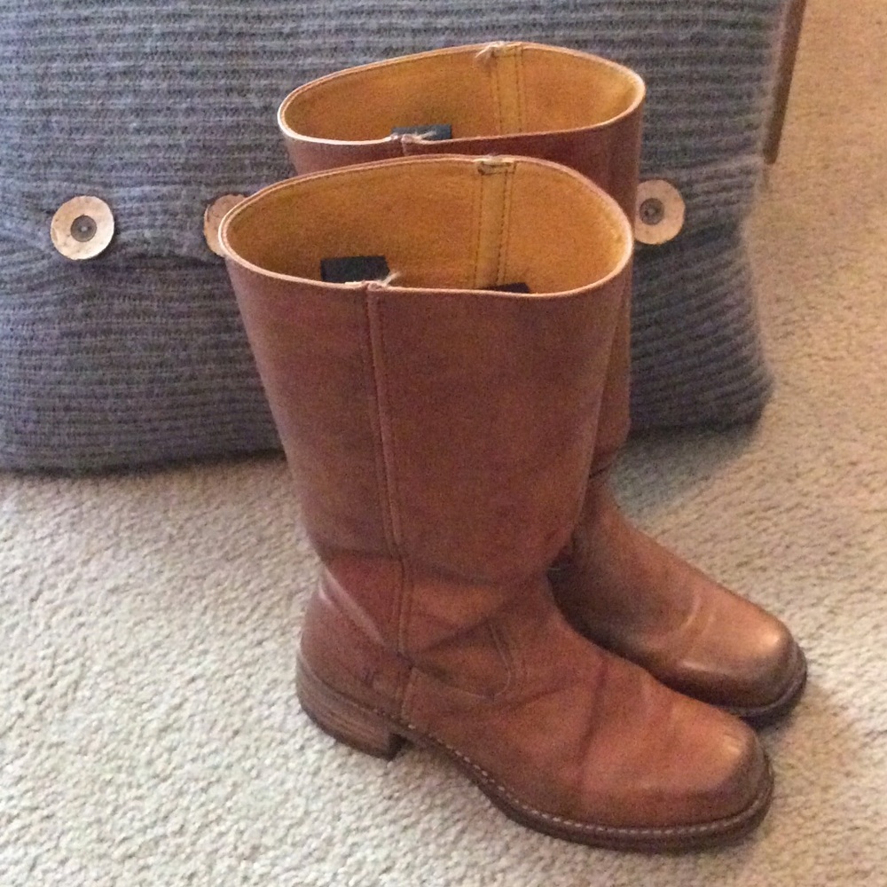 FRYE Cognac calf-high riding boots