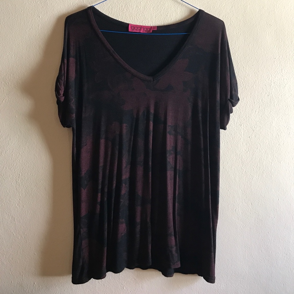 Boohoo Oversized Dark Floral Tee