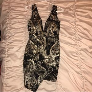 Black and Gold Wrap Dress/Mini Dress!