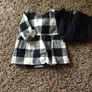 Black + White Flannel with Black Leggings
