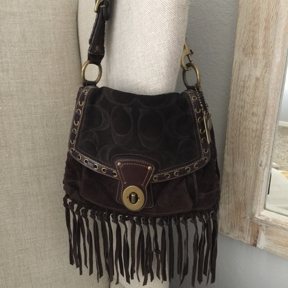 Coach legacy suede fringed bag