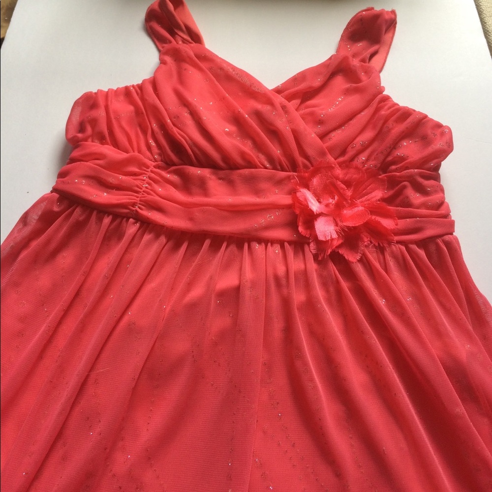 Pink Sequin Girls 14 Dress with Flower on Waist