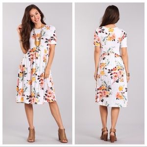 Chris & Carol Floral Empire Babydoll Dress | White