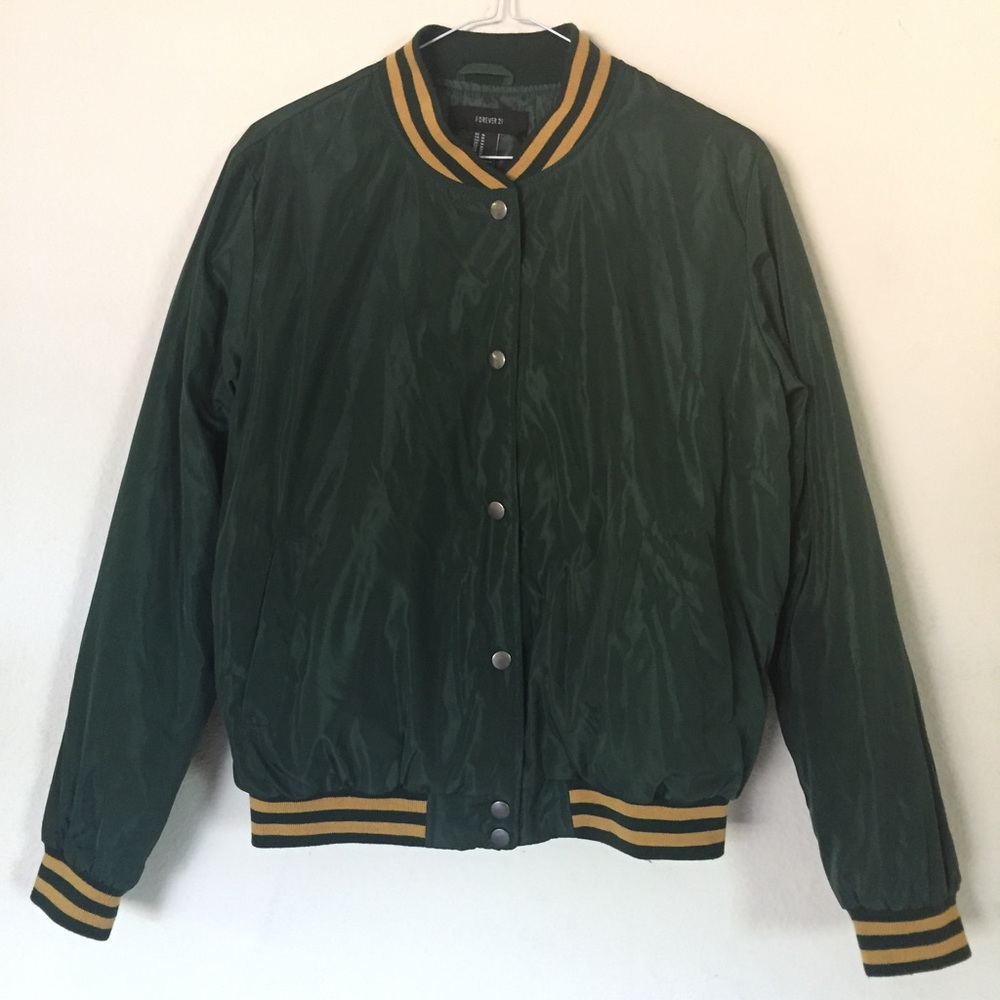 NWOT green silky bomber jacket