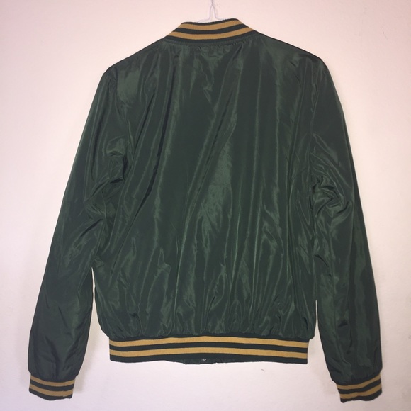 NWOT green silky bomber jacket - Picture 3 of 4