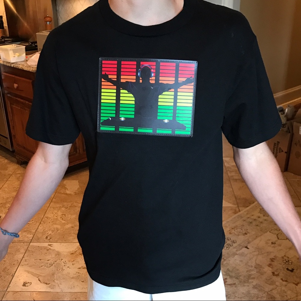 Black T-Shirt With LED Graphic With Beat Sensors