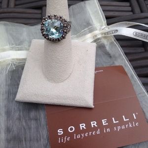 Sorrelli aqua and light pink silver ring