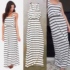 LUSH Black and White Striped Maxi Dress