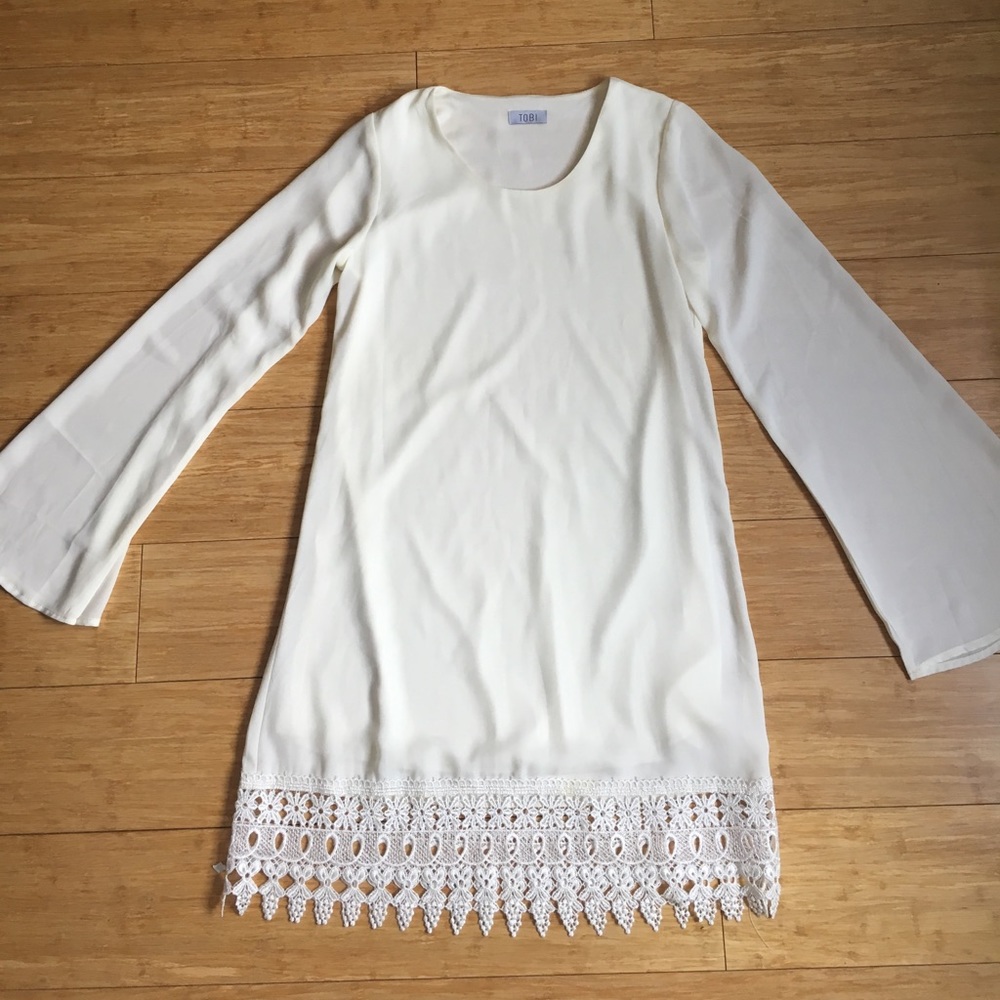 Tobi Long Sleeve White Dress S