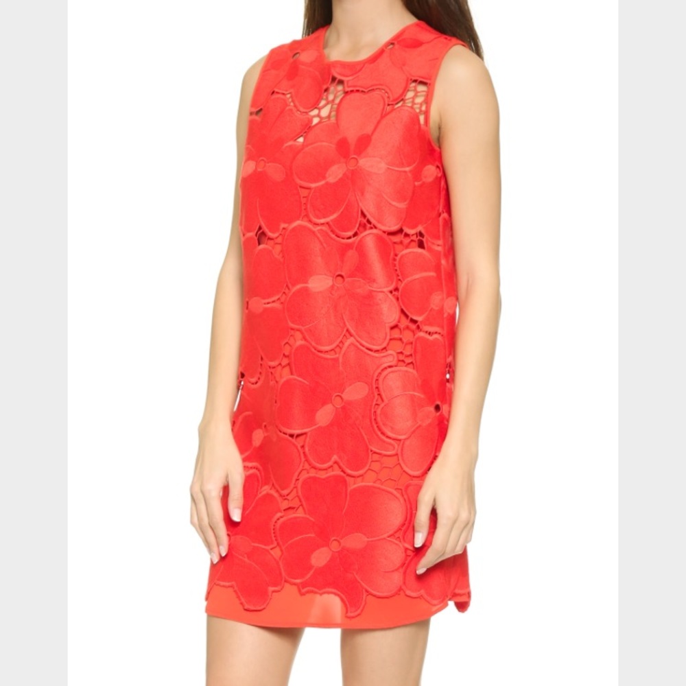 Cynthia Rowley embroidered red flower dress