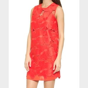 Cynthia Rowley embroidered red flower dress