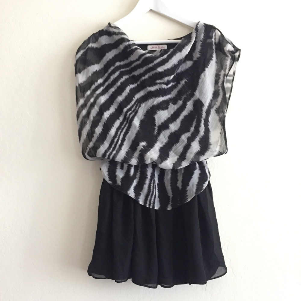 Summer chiffon "zebra" mini dress