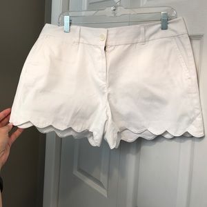 Ann Taylor LOFT White Scallop Hem Shorts (10) NEW