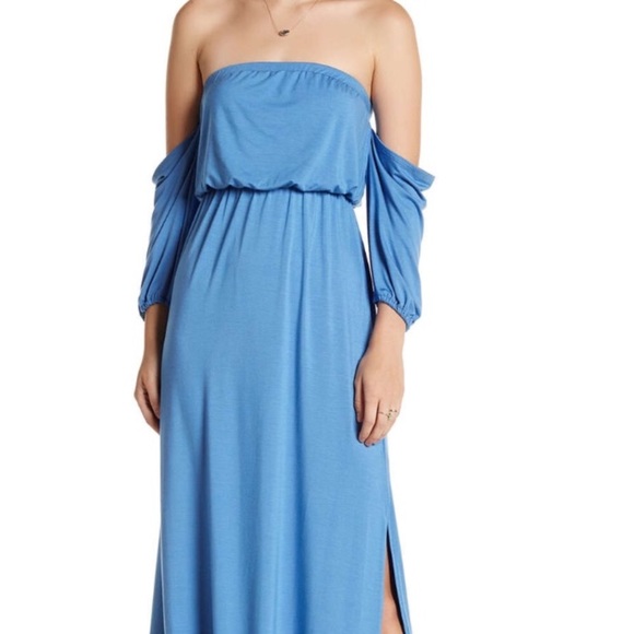 Go Couture Blue Off The Shoulder Maxi Dress - Picture 2 of 3