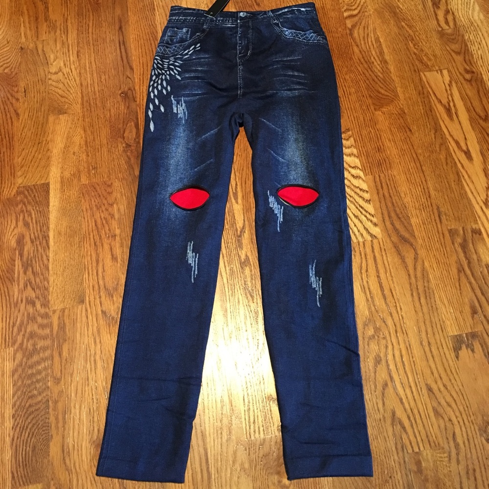 HOLLY Leggings Blue Jeans look.   One Size