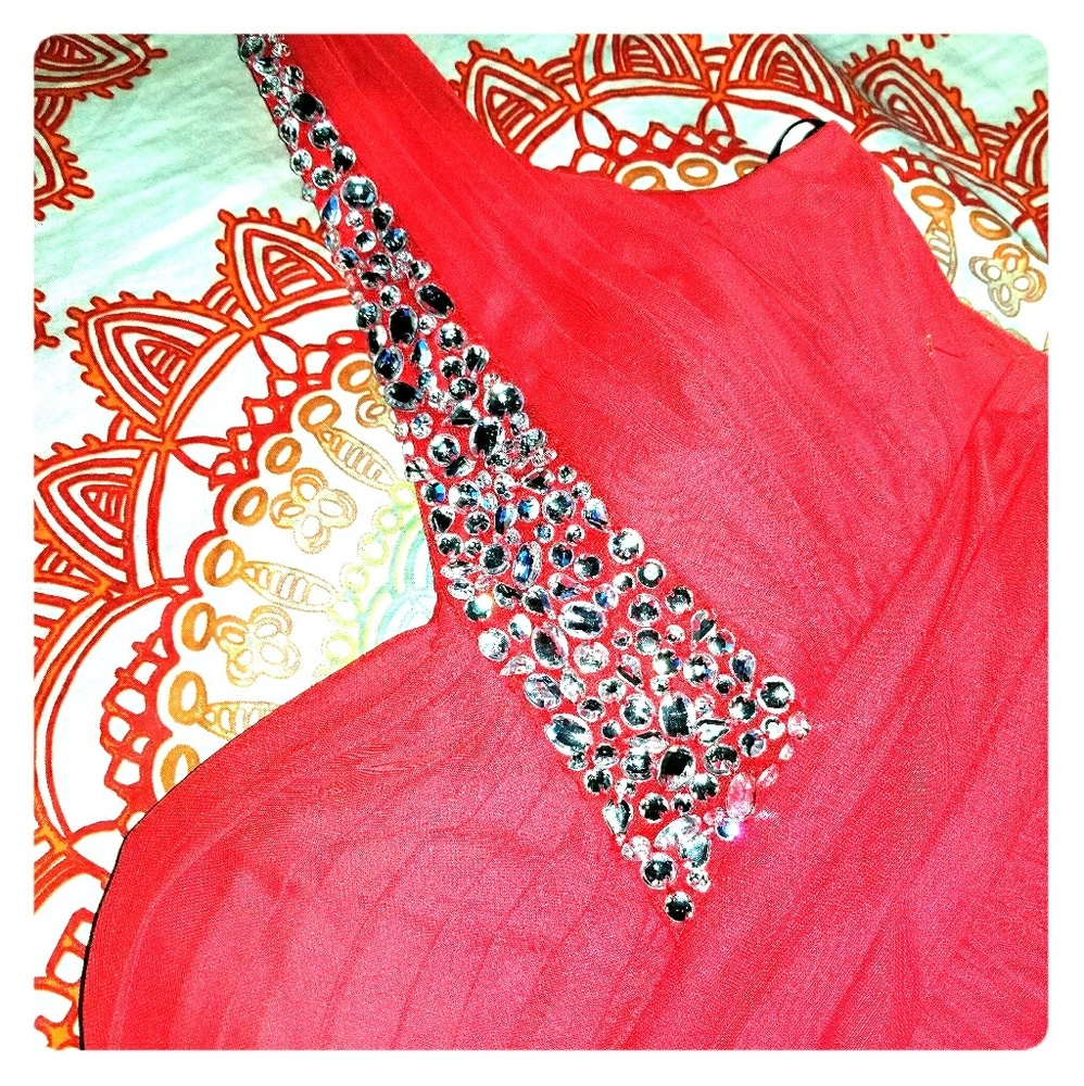 Red/Orange One Shoulder Formal Heel Dress