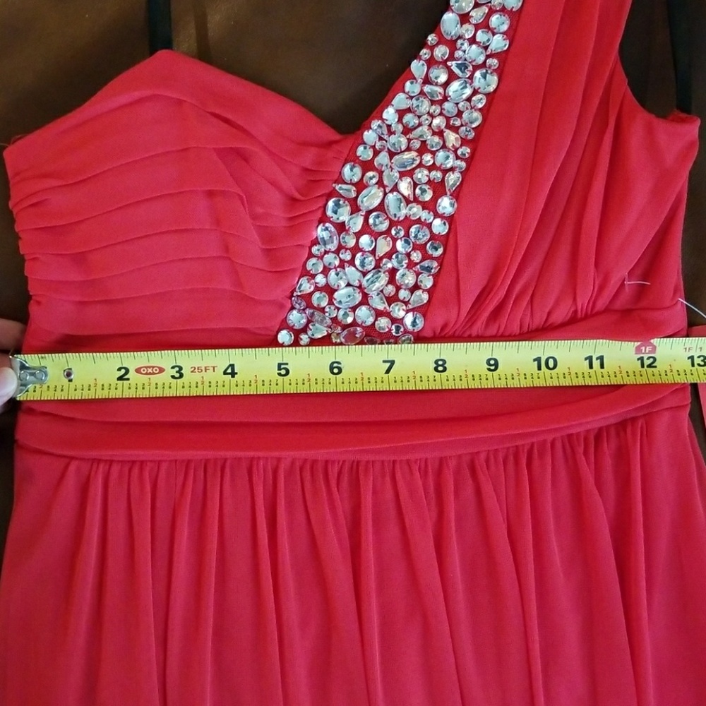 Red/Orange One Shoulder Formal Heel Dress - Picture 6 of 6