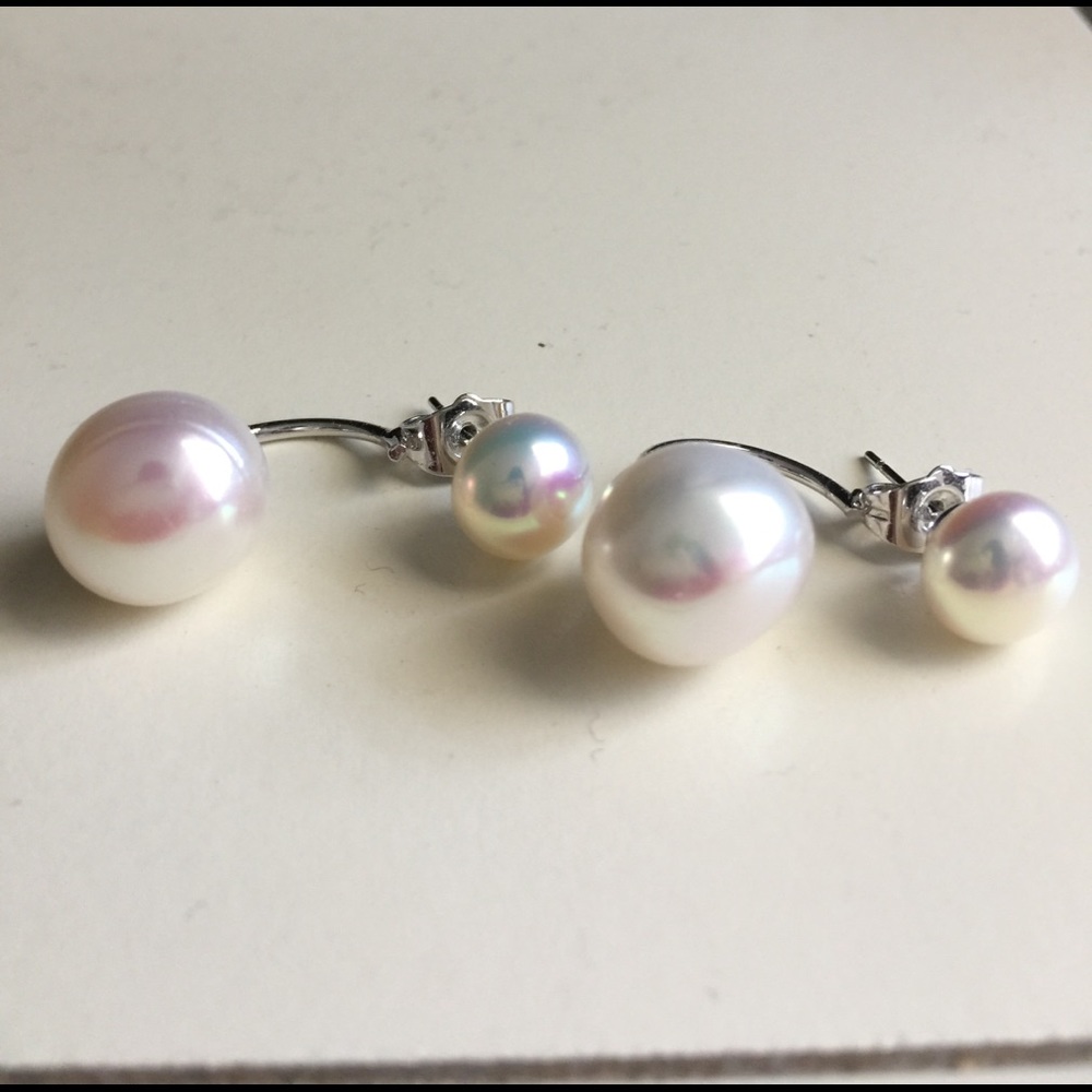 Real fresh water earrings with pearl backings!