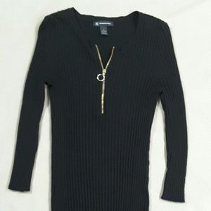 Black zip-front sweater