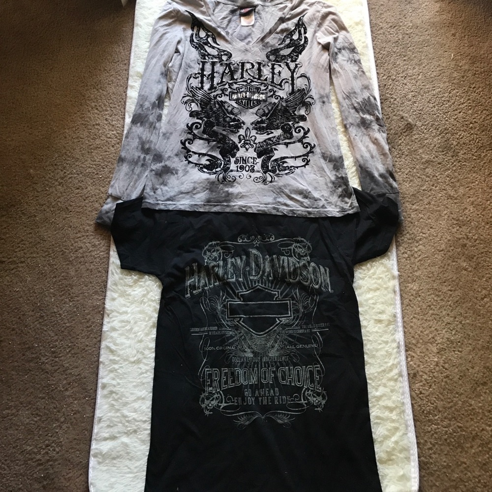 Harley Davidson shirts one long sleeves one short