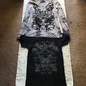 Harley Davidson shirts one long sleeves one short