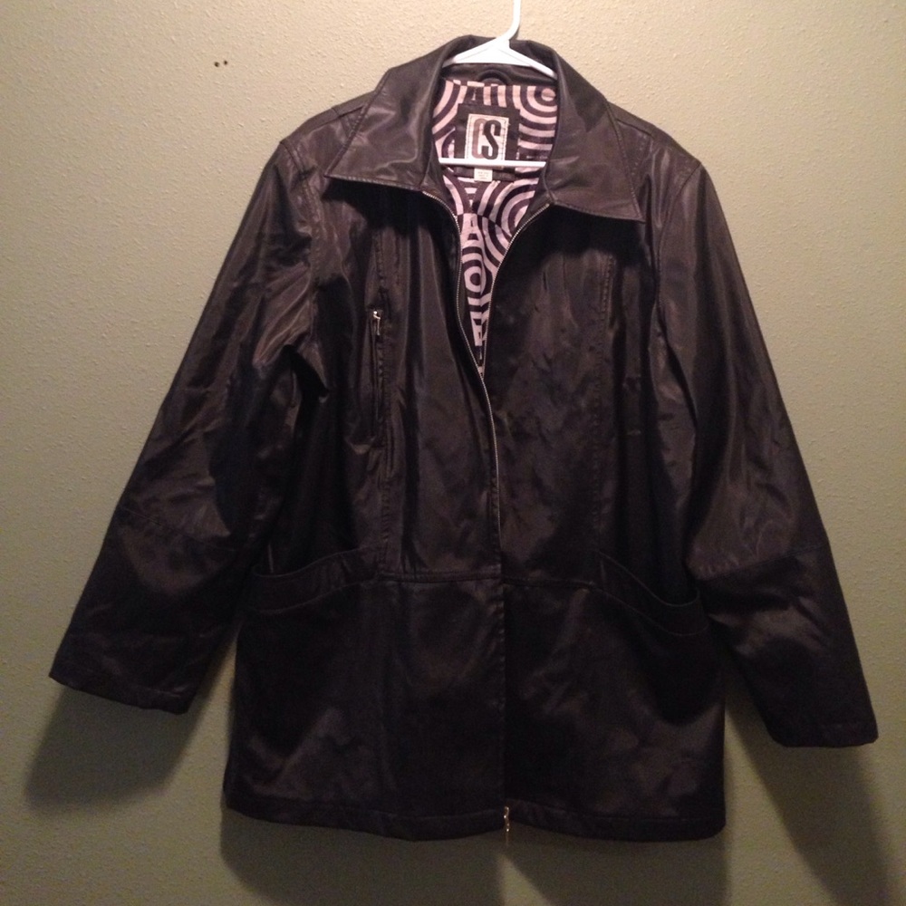 CS Signature Long Black Slicker Jacket Large