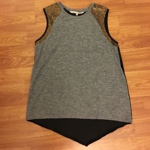 Rachel Roy sequin shoulder sleeveless tank