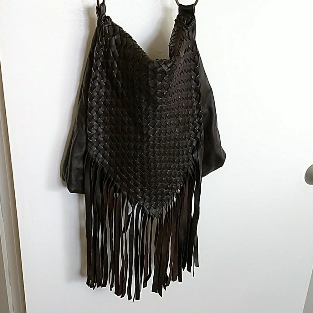 Tote Bag brown leather fringe