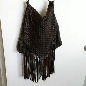 Tote Bag brown leather fringe