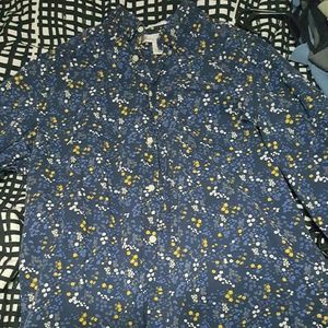 L.O.G.G. large floral button up t shirt blue