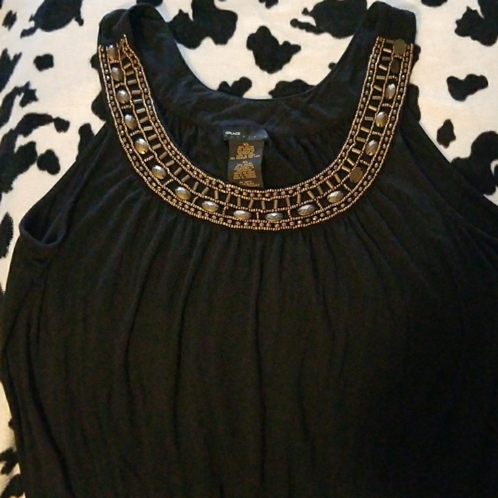 Black beaded tank.