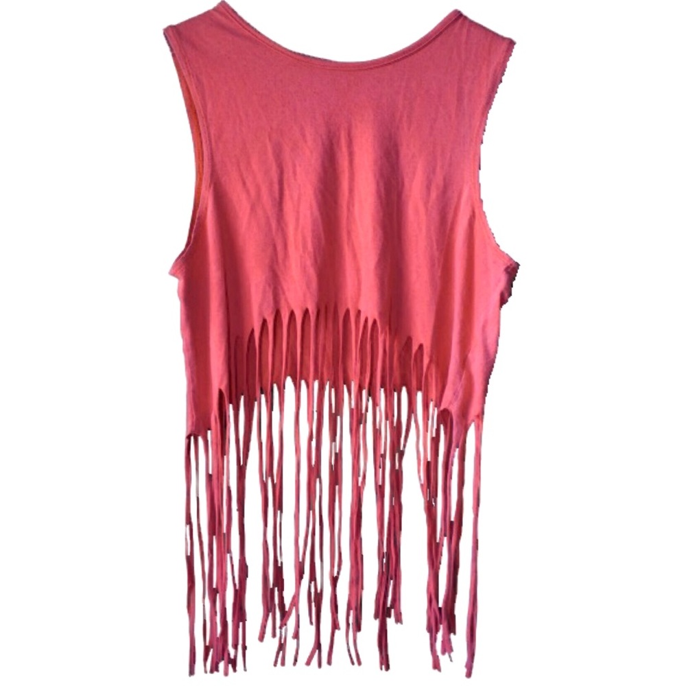 Fringe Coral Crop Top
