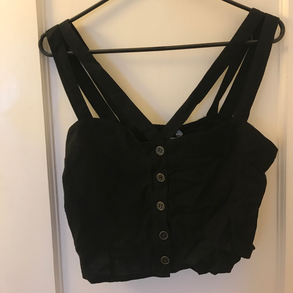 Black button up Crop Top