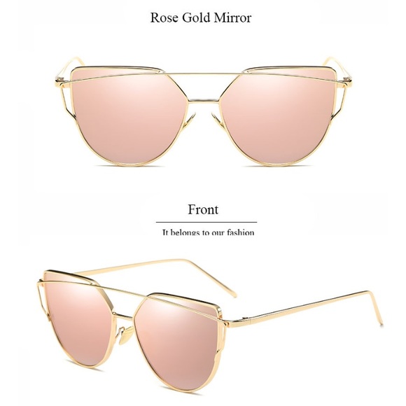 Rose Gold Pink Mirrored Aviators Sunglasses - Picture 5 of 8