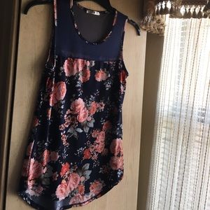 Floral Top with See Through Chest