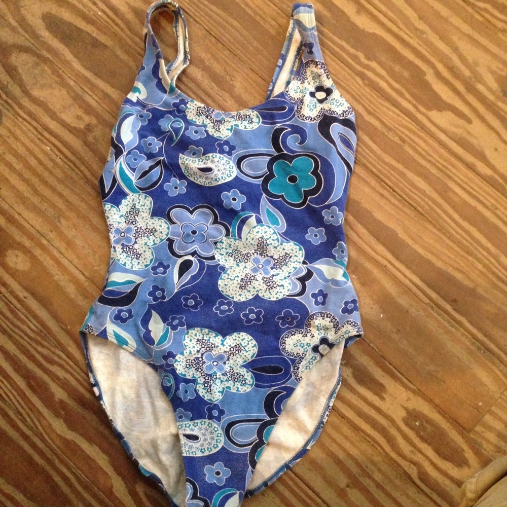 Burmuda blue cotton one piece bathing suit 💙